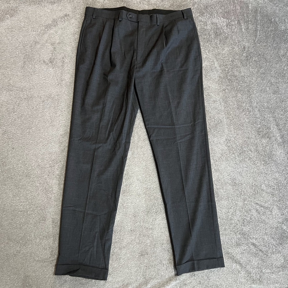 Lauren Ralph Men Dress Pants 38x34 Dark Gray High Performance Wool Straight
